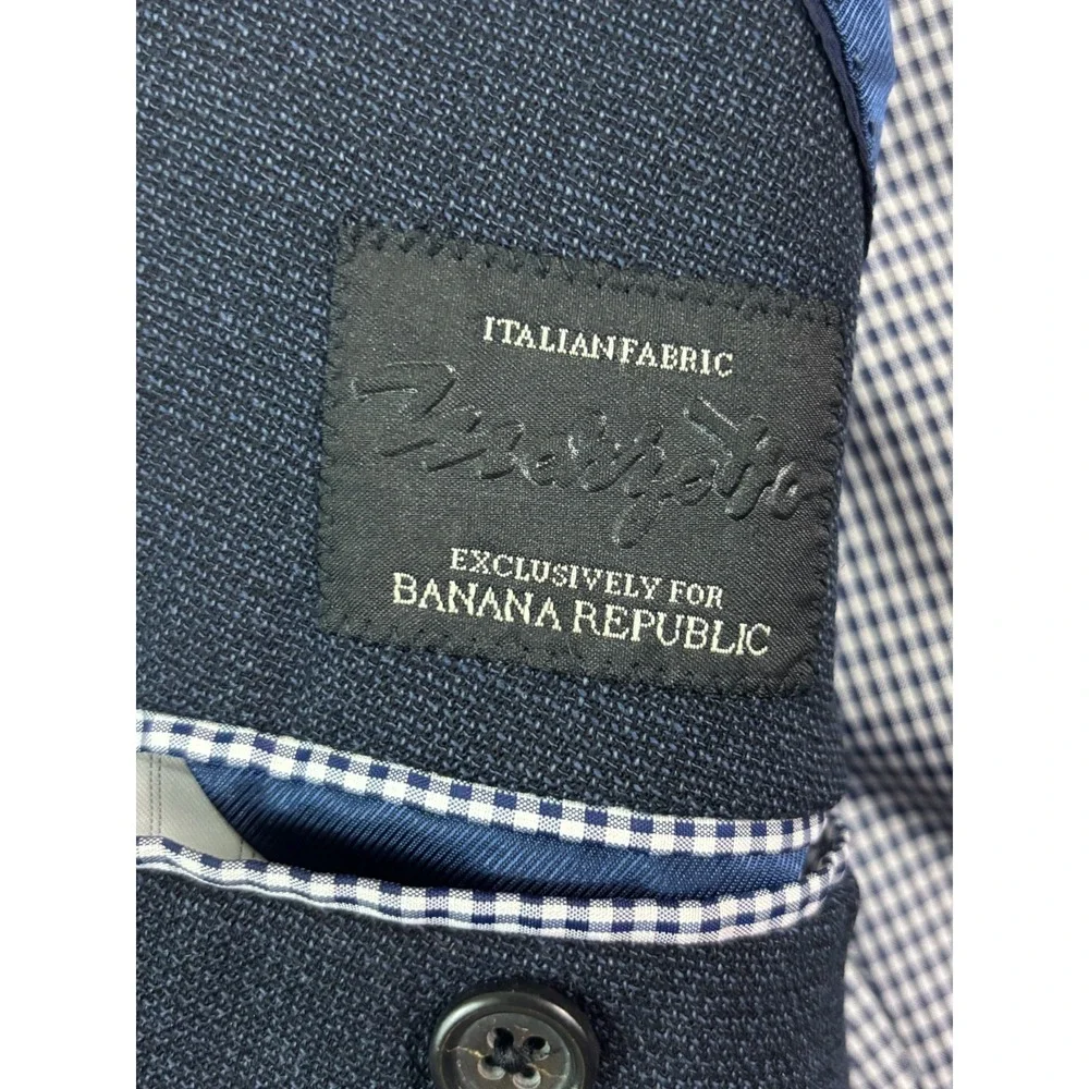 Banana‎ Republic 44L Marzotto Wool Navy Blue Blazer Jacket Sport Suit Coat Slim